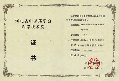河北省中医药学会科学技术奖-二等奖